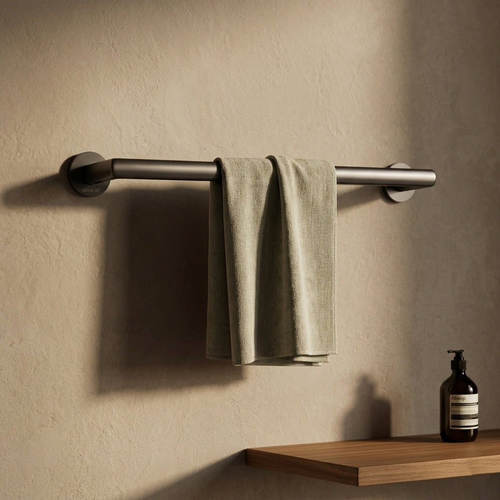 BEACON Calma single towel bar, sleek chrome towel hanger hook for bathroom or kitchen, wall-mounted and sturdy.