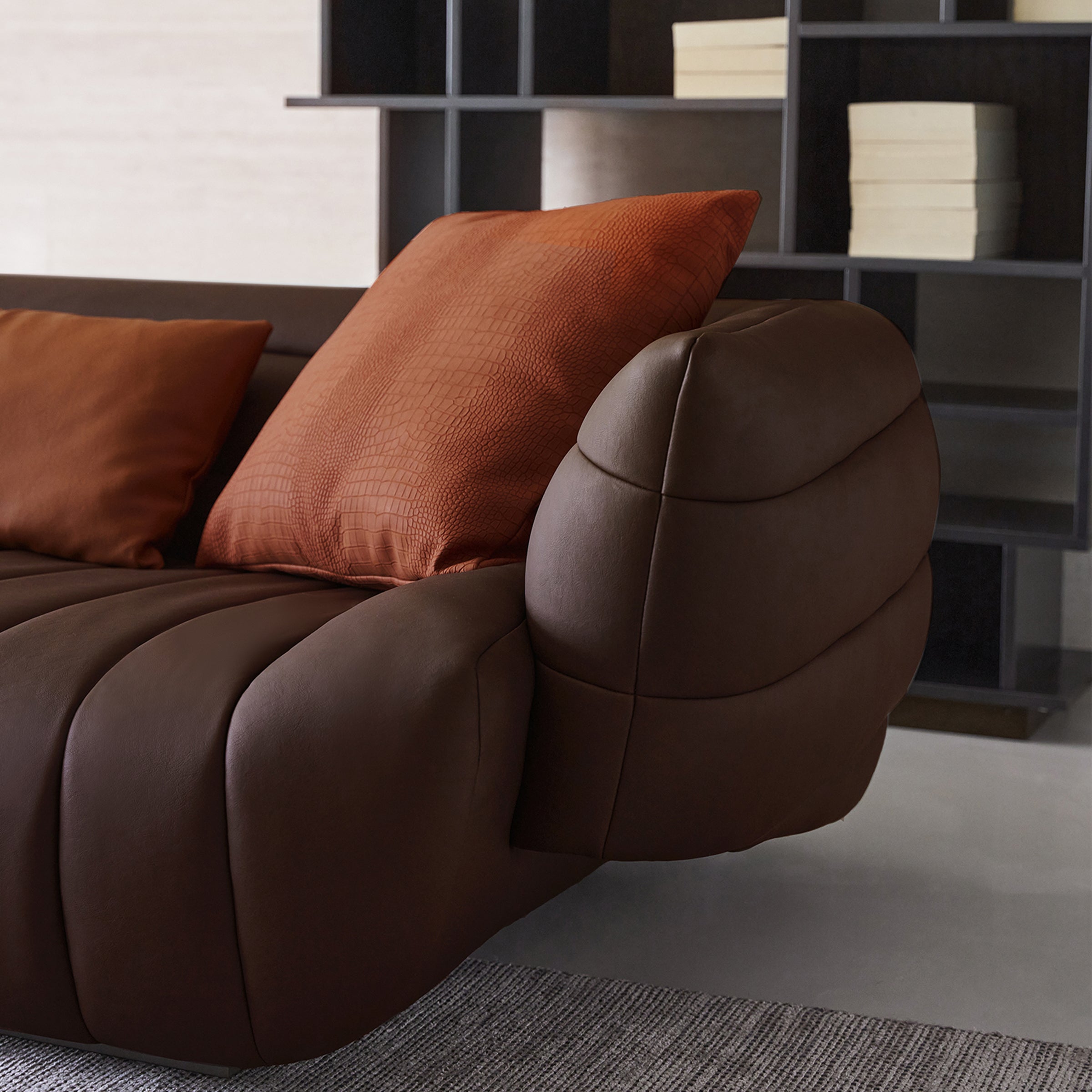 Desert Brown leather Sofa AMBO- S8032 -  Sofas | أمبو صوفا - ebarza Furniture UAE | Shop Modern Furniture in Abu Dhabi & Dubai - مفروشات ايبازرا في الامارات | تسوق اثاث عصري وديكورات مميزة في دبي وابوظبي