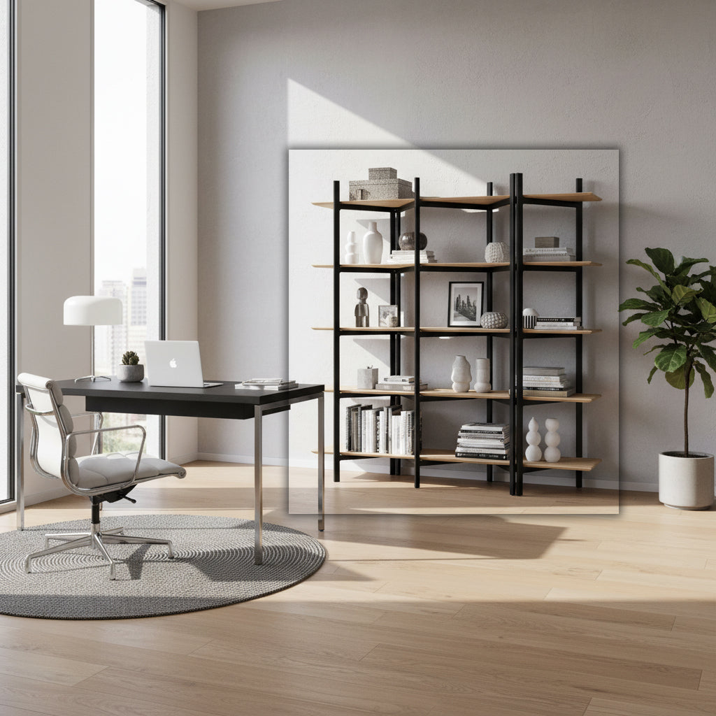 Solid Wood 5 Levels Shelf Sp17359Xl-N -  Shelves - ebarza Furniture UAE | Shop Modern Furniture in Abu Dhabi & Dubai - مفروشات ايبازرا في الامارات | تسوق اثاث عصري وديكورات مميزة في دبي وابوظبي