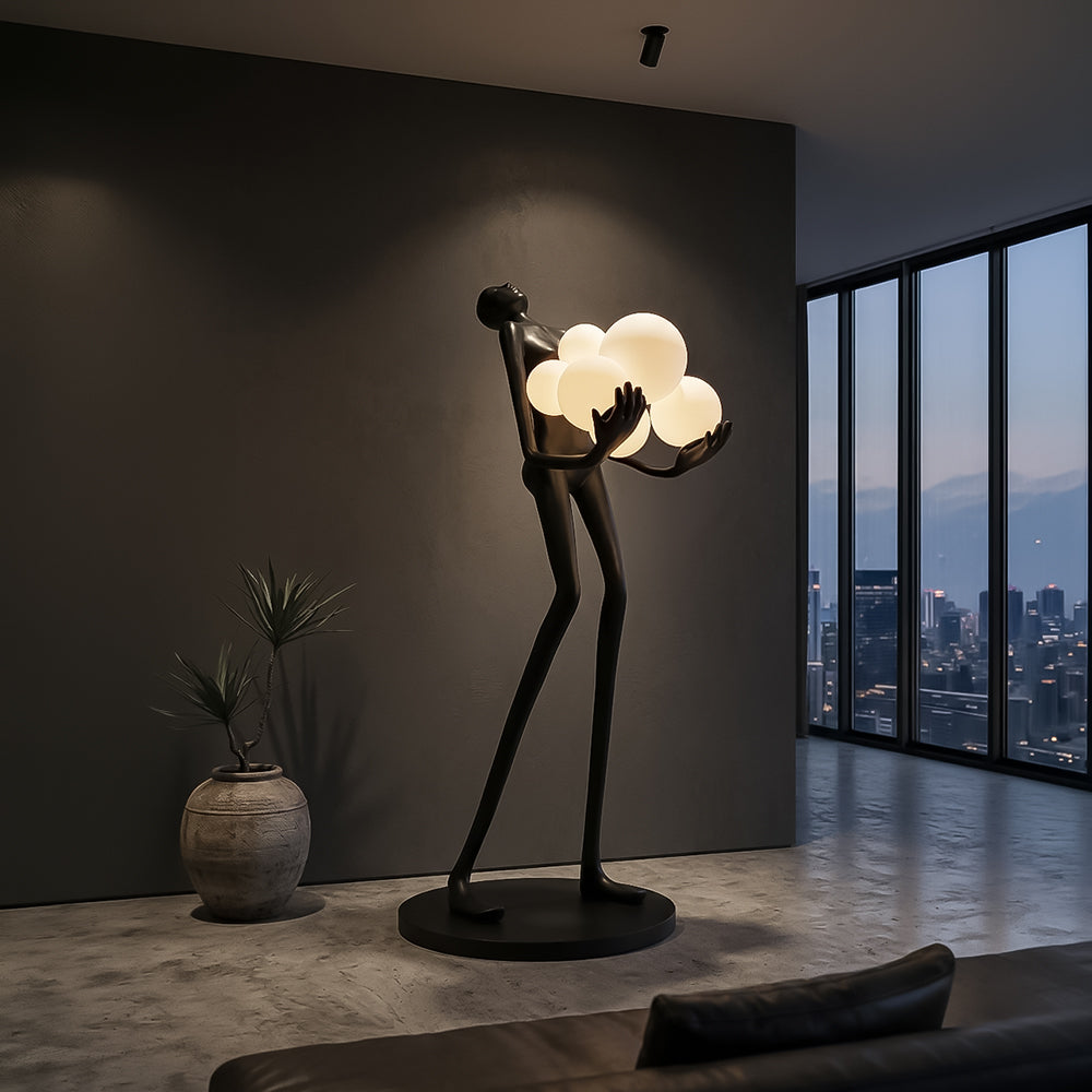 Shiny space grey fiberglass sculpture artwork by BEACON featuring a sleek, modern design with smooth, reflective surface.
