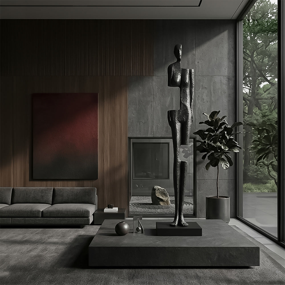 Fiberglass sculpture titled Spazio by BEACON, modern artwork with sleek, abstract design in a neutral finish.