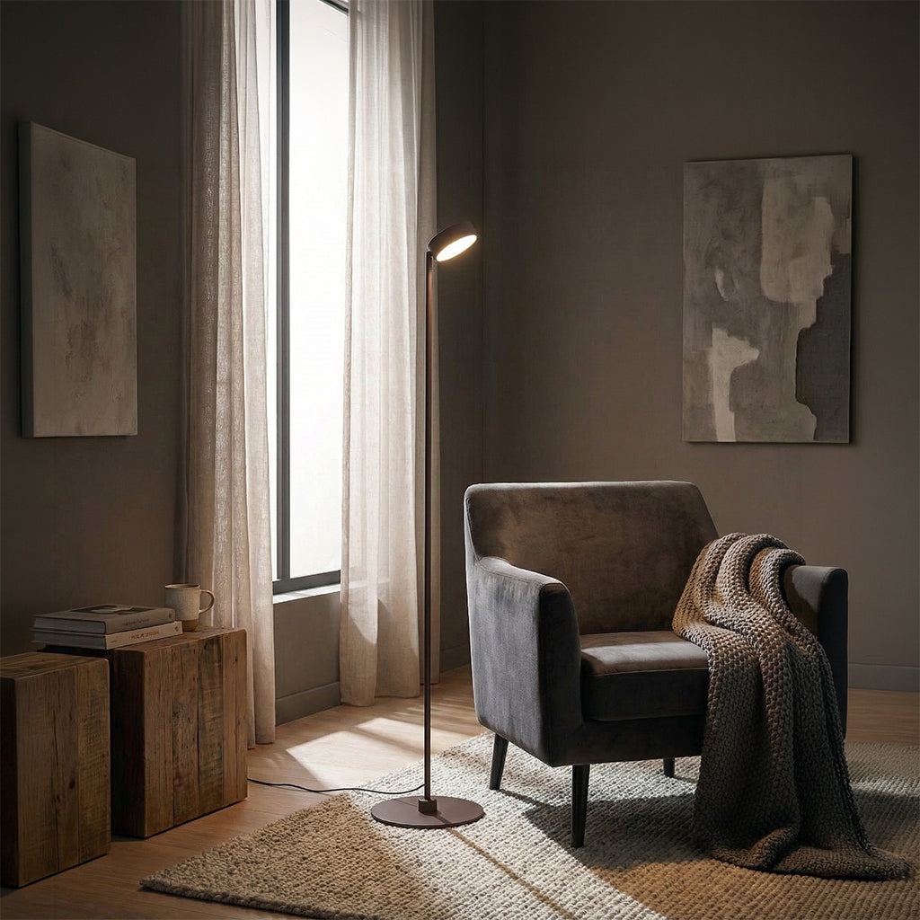 Beige Spire Floor Lamp by BEACON with a sleek, modern design and tall, slender structure for stylish home lighting.