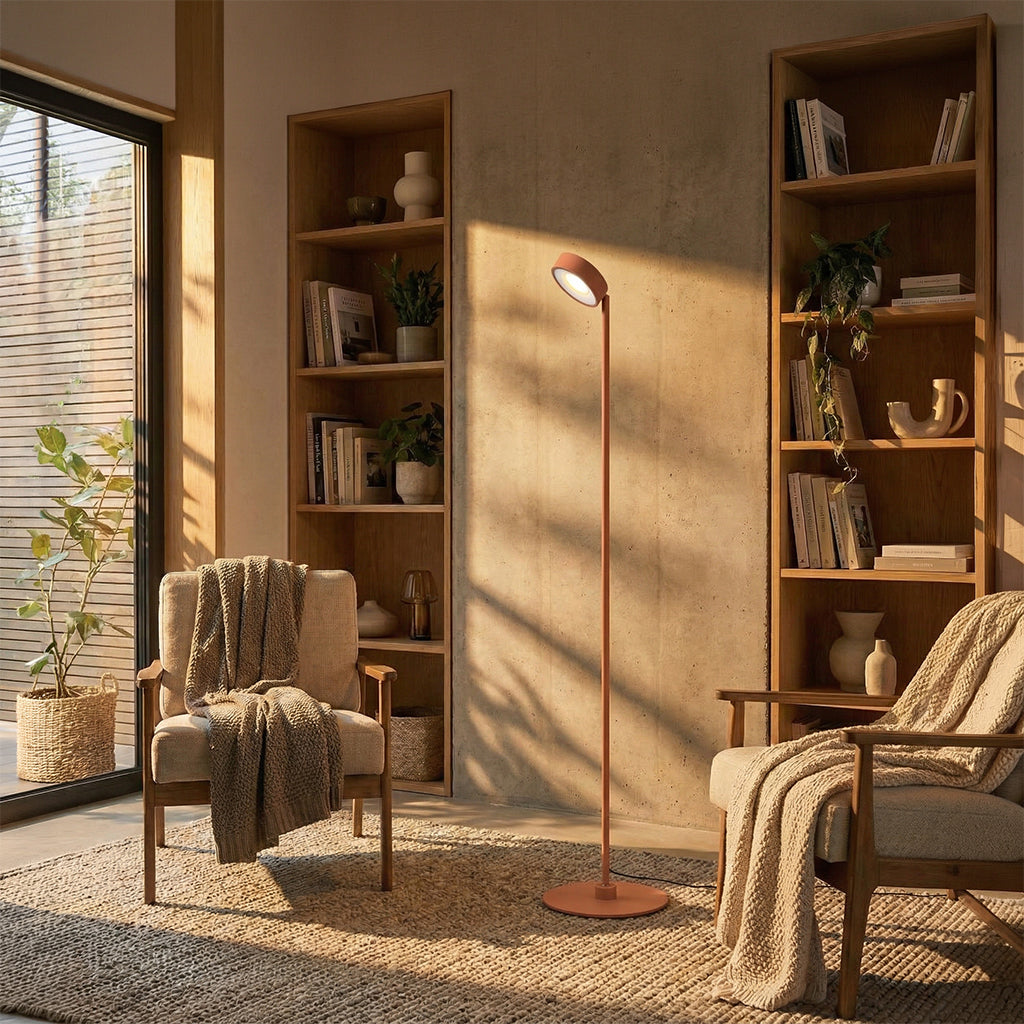 BEACON Spire Floor Lamp with sleek design, tall cylindrical shape, and modern finish, ideal for contemporary living spaces.