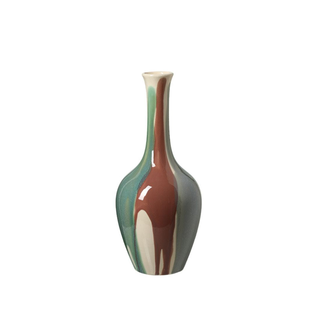 Pre-order 45 Days Delivery Splashed Glaze Slender Ceramic Vase-B FF-D25145B -  Vases - ebarza Furniture UAE | Shop Modern Furniture in Abu Dhabi & Dubai - مفروشات ايبازرا في الامارات | تسوق اثاث عصري وديكورات مميزة في دبي وابوظبي