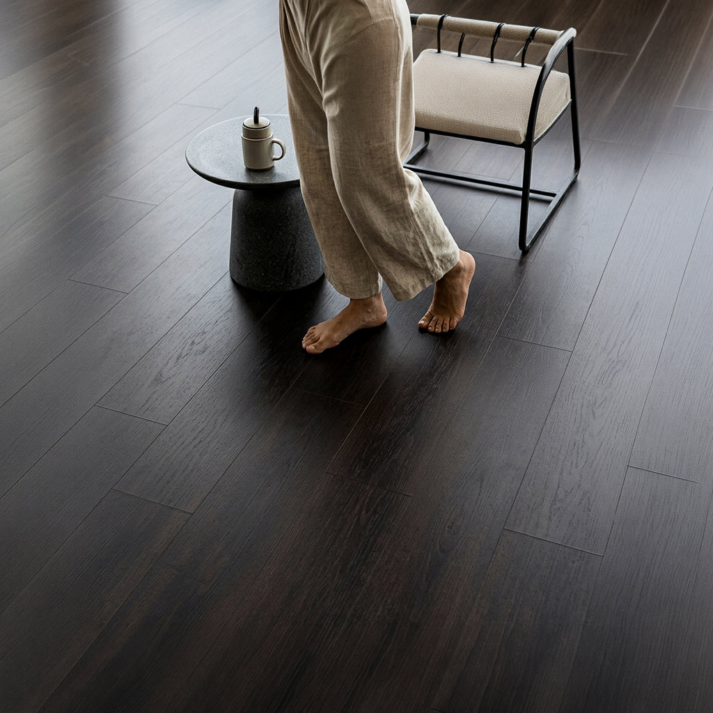 Stone Plastic Composite SPC Walnut Parquet Floor set by SENTAI, 76.2x12.7x0.6cm, showing assembled wooden-looking planks.