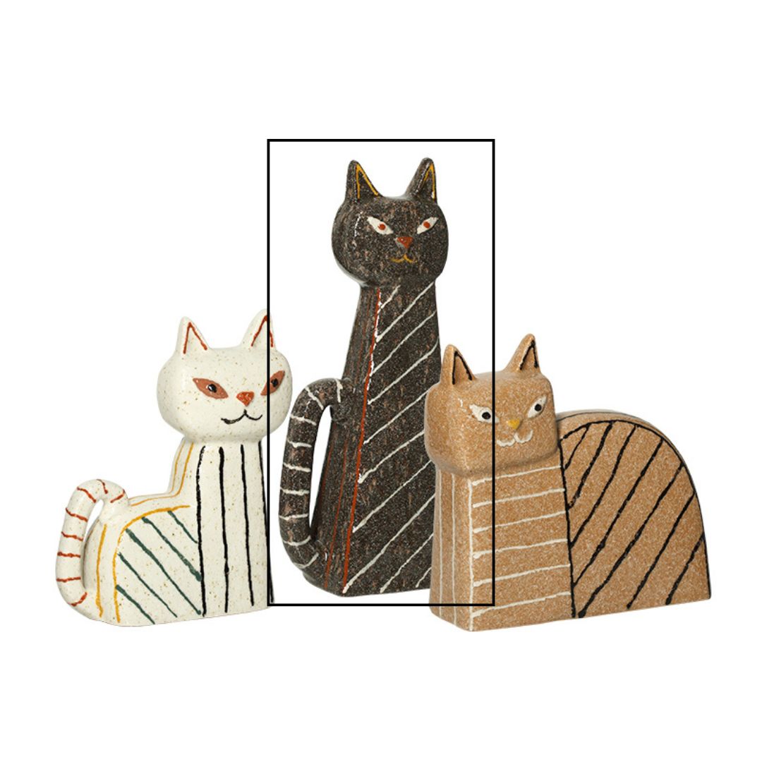 Pre-order 45 Days Delivery Striped Hand-Painted Ceramic Sand Cat-A FF-D25092A -  Home Decor Figurines - ebarza Furniture UAE | Shop Modern Furniture in Abu Dhabi & Dubai - مفروشات ايبازرا في الامارات | تسوق اثاث عصري وديكورات مميزة في دبي وابوظبي