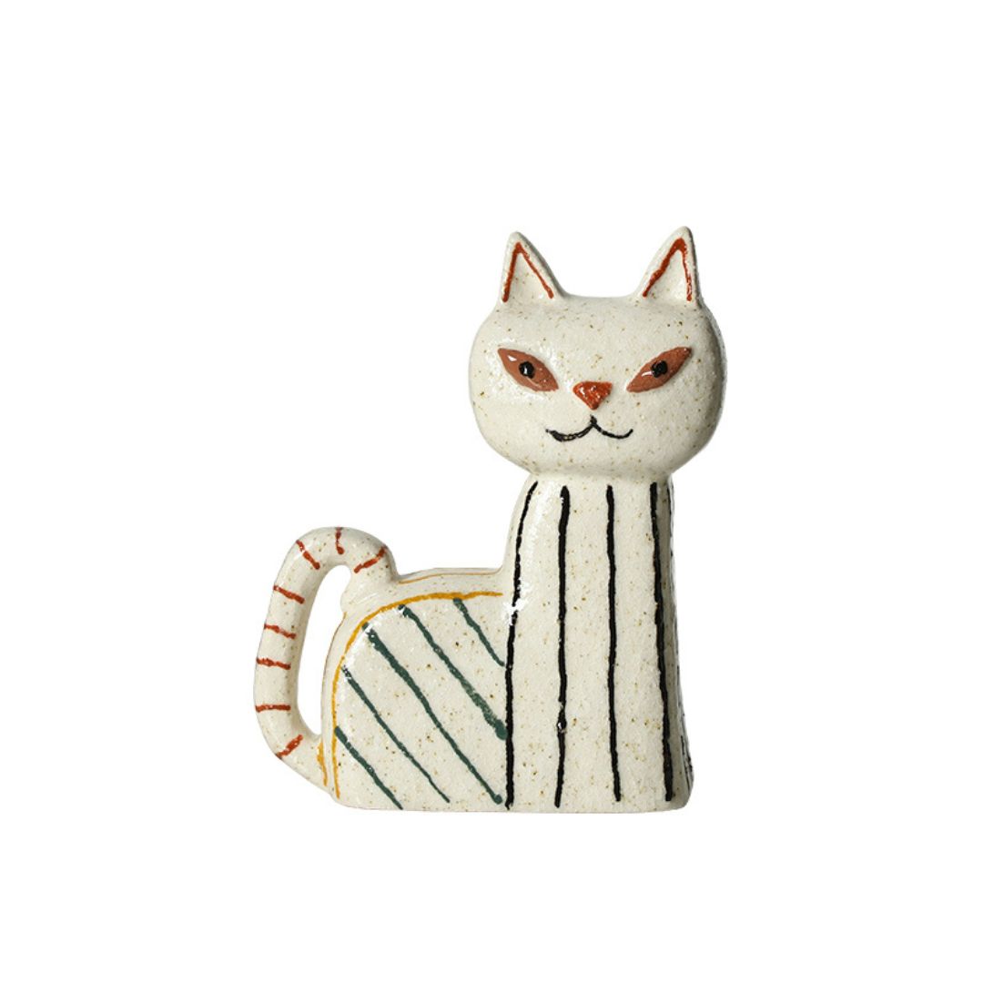 Pre-order 45 Days Delivery Striped Hand-Painted Ceramic Sand Cat-C FF-D25092C -  Home Decor Figurines - ebarza Furniture UAE | Shop Modern Furniture in Abu Dhabi & Dubai - مفروشات ايبازرا في الامارات | تسوق اثاث عصري وديكورات مميزة في دبي وابوظبي