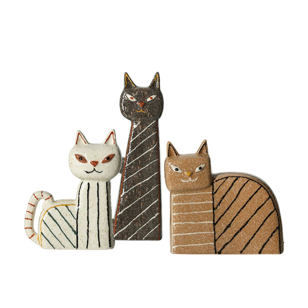 Pre-order 45 Days Delivery Striped Hand-Painted Ceramic Sand Cat-C FF-D25092C -  Home Decor Figurines - ebarza Furniture UAE | Shop Modern Furniture in Abu Dhabi & Dubai - مفروشات ايبازرا في الامارات | تسوق اثاث عصري وديكورات مميزة في دبي وابوظبي