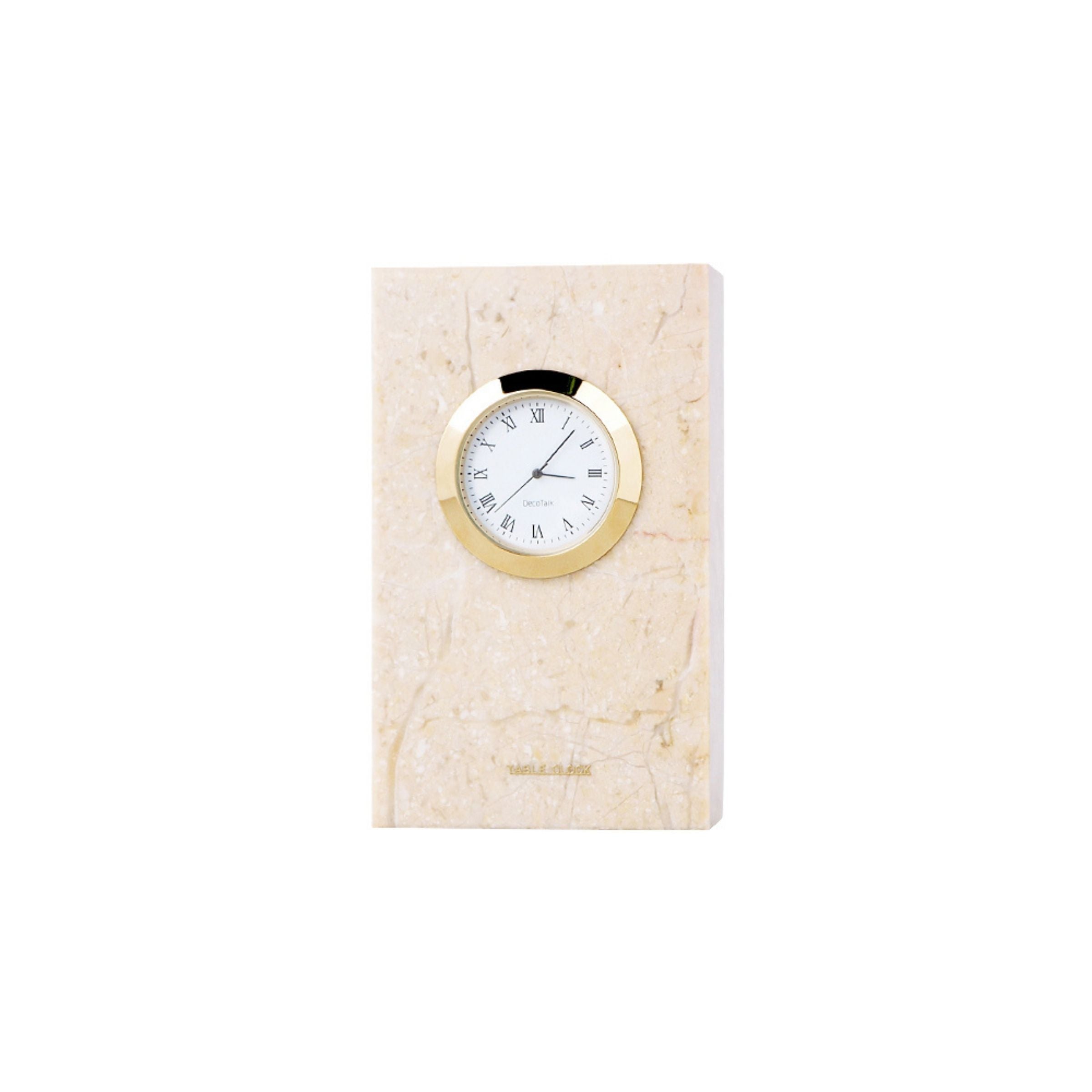 Beige Marble Small Table Clock TCA830 -  Clocks | ساعة طاولة صغيرة من الرخام البيج - ebarza Furniture UAE | Shop Modern Furniture in Abu Dhabi & Dubai - مفروشات ايبازرا في الامارات | تسوق اثاث عصري وديكورات مميزة في دبي وابوظبي