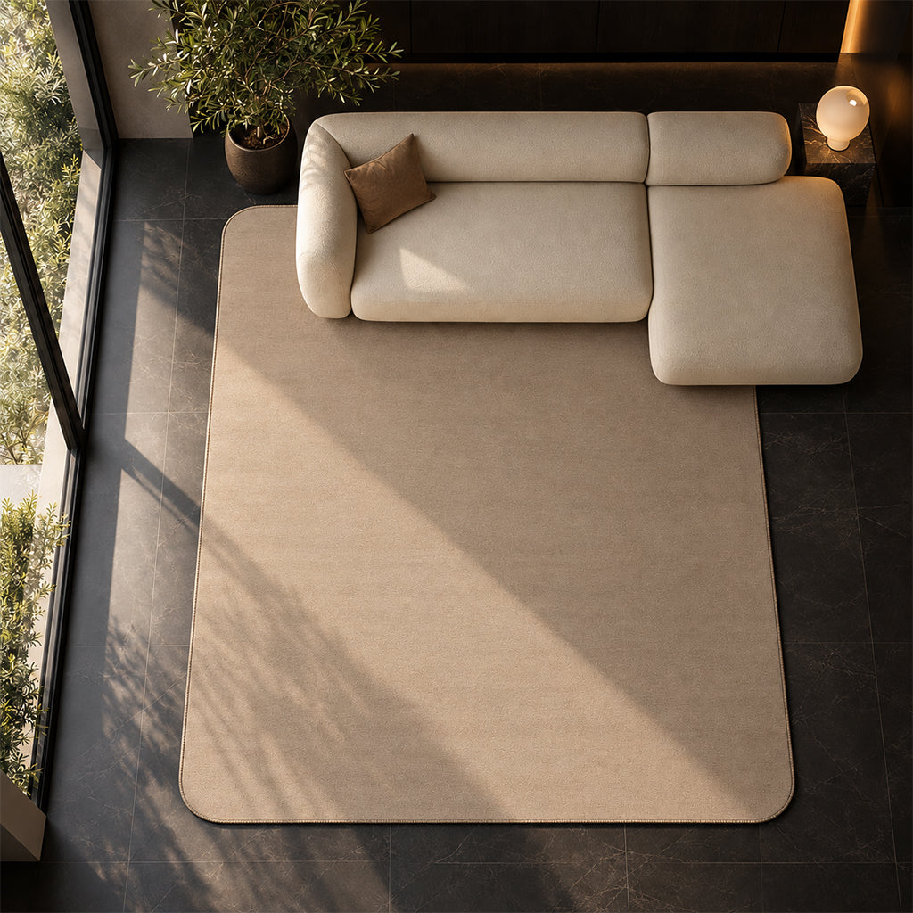 Handmade amorph rug by COOL HALI, 335x250 cm, featuring unique geometric design in neutral tones.