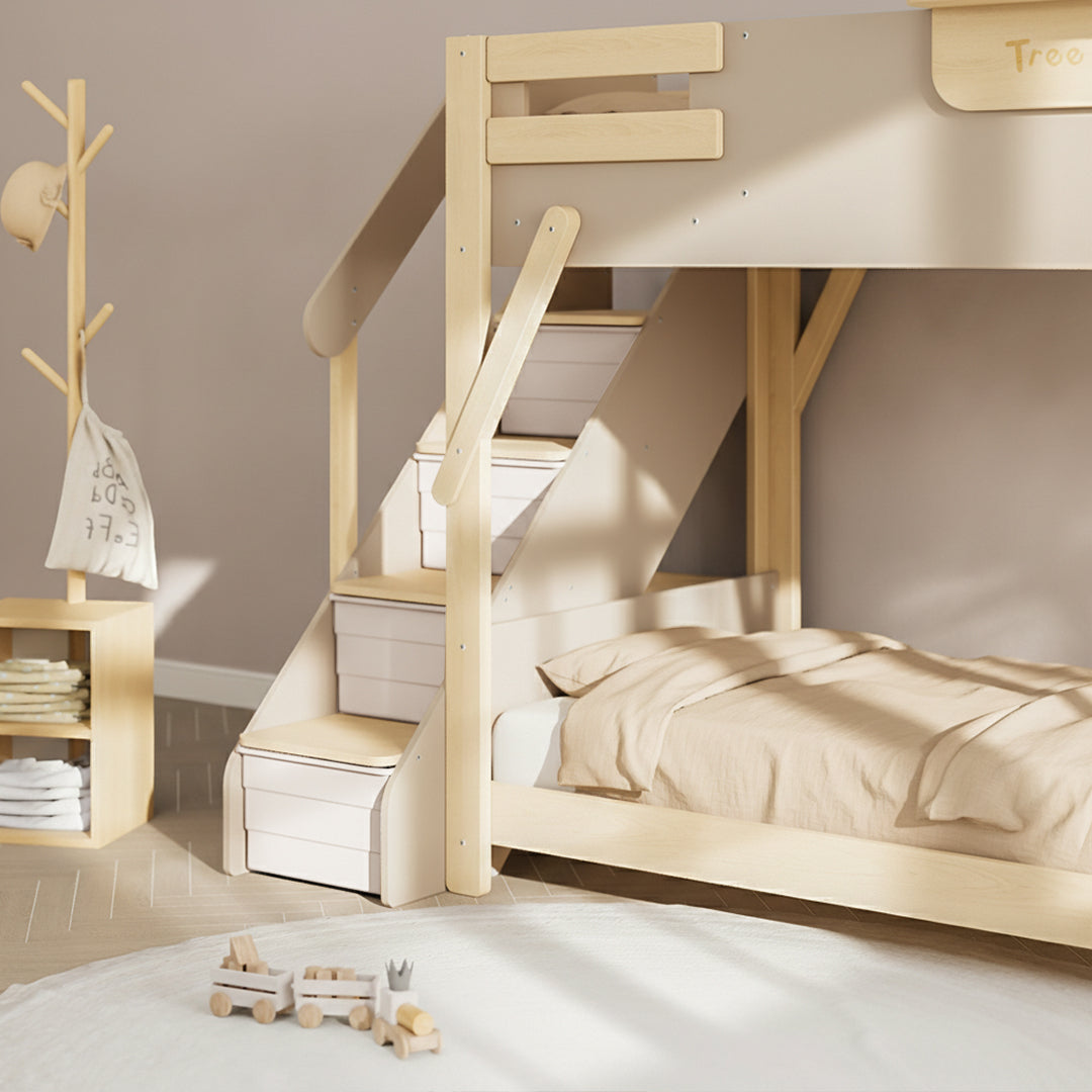 BOORI King Tree House Double Kids Bed with mattress, featuring wooden frame and playful design, ideal for children's bedroom.