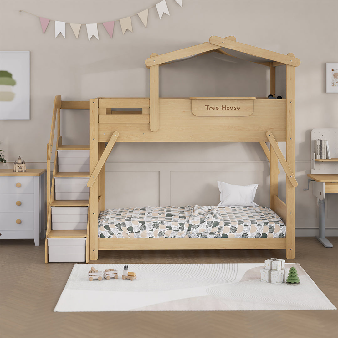 The King Tree House Double Kids Bed  (mattress size 203x107x18cm) BK-PSPMATC/20310718 - BK-THKSLB/TEBH - BA-KSBRF/BH - BA-KSBCK/BH - BK-NESSV24/TEBH - BKT-KSBTC/WG -  Kids Beds - ebarza Furniture UAE | Shop Modern Furniture in Abu Dhabi & Dubai - مفروشات ايبازرا في الامارات | تسوق اثاث عصري وديكورات مميزة في دبي وابوظبي