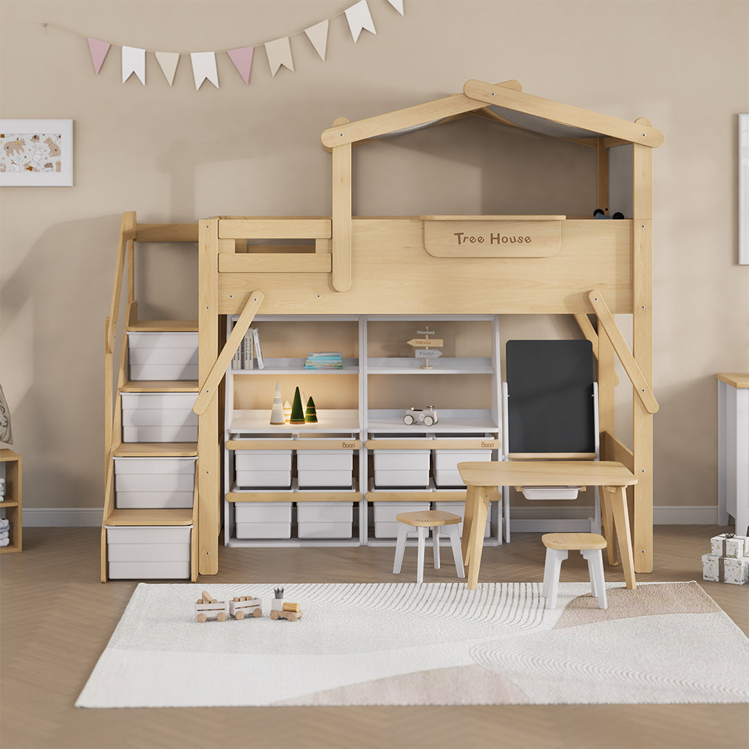 The King Tree House Double Kids Bed  (mattress size 203x107x18cm) BK-PSPMATC/20310718 - BK-THKSLB/TEBH - BA-KSBRF/BH - BA-KSBCK/BH - BK-NESSV24/TEBH - BKT-KSBTC/WG -  Kids Beds - ebarza Furniture UAE | Shop Modern Furniture in Abu Dhabi & Dubai - مفروشات ايبازرا في الامارات | تسوق اثاث عصري وديكورات مميزة في دبي وابوظبي