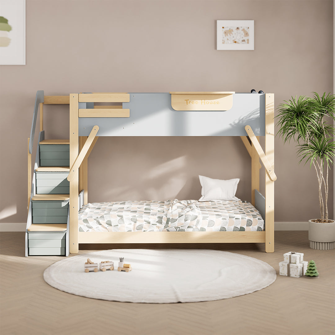 The King Tree House Double Kids Bed  (mattress size 203x107x18cm) BK-PSPMATC/20310718 - BK-THKSLB/TEBH - BA-KSBRF/BH - BA-KSBCK/BH - BK-NESSV24/TEBH - BKT-KSBTC/WG -  Kids Beds - ebarza Furniture UAE | Shop Modern Furniture in Abu Dhabi & Dubai - مفروشات ايبازرا في الامارات | تسوق اثاث عصري وديكورات مميزة في دبي وابوظبي