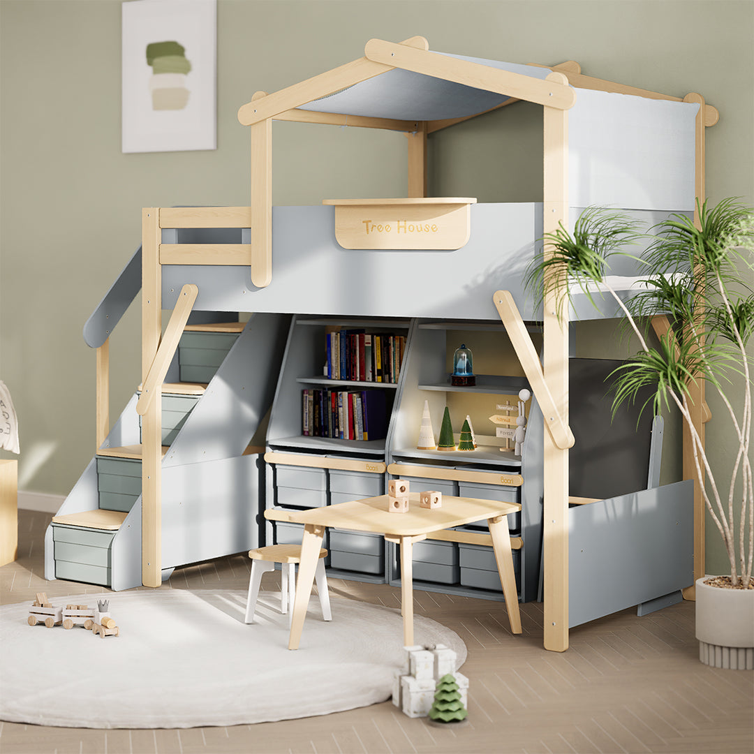 The King Tree House Double Kids Bed  (mattress size 203x107x18cm) BK-PSPMATC/20310718 - BK-THKSLB/TEBH - BA-KSBRF/BH - BA-KSBCK/BH - BK-NESSV24/TEBH - BKT-KSBTC/WG -  Kids Beds - ebarza Furniture UAE | Shop Modern Furniture in Abu Dhabi & Dubai - مفروشات ايبازرا في الامارات | تسوق اثاث عصري وديكورات مميزة في دبي وابوظبي