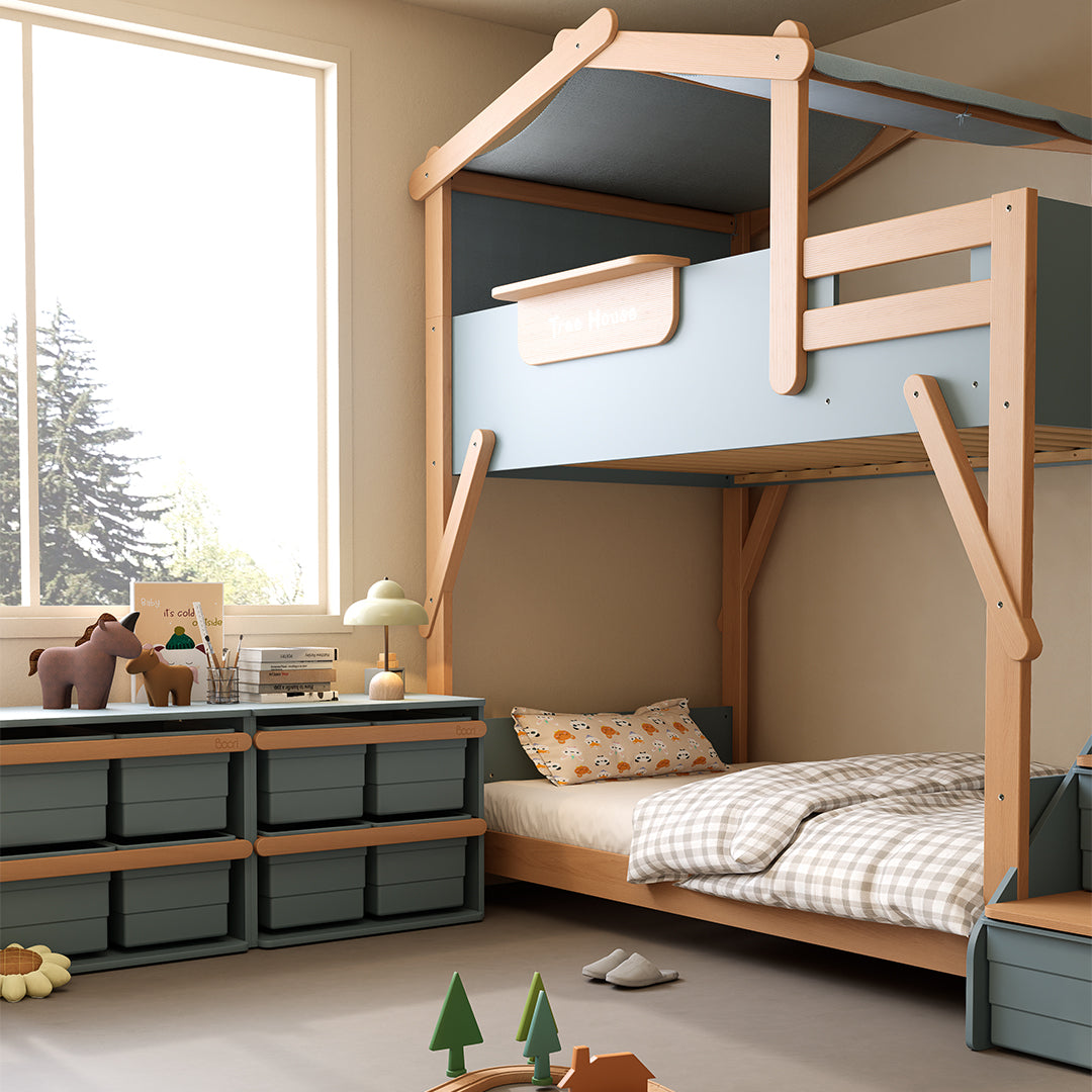 The King Tree House Double Kids Bed  (mattress size 203x107x18cm) BK-PSPMATC/20310718 - BK-THKSLB/TEBH - BA-KSBRF/BH - BA-KSBCK/BH - BK-NESSV24/TEBH - BKT-KSBTC/WG -  Kids Beds - ebarza Furniture UAE | Shop Modern Furniture in Abu Dhabi & Dubai - مفروشات ايبازرا في الامارات | تسوق اثاث عصري وديكورات مميزة في دبي وابوظبي