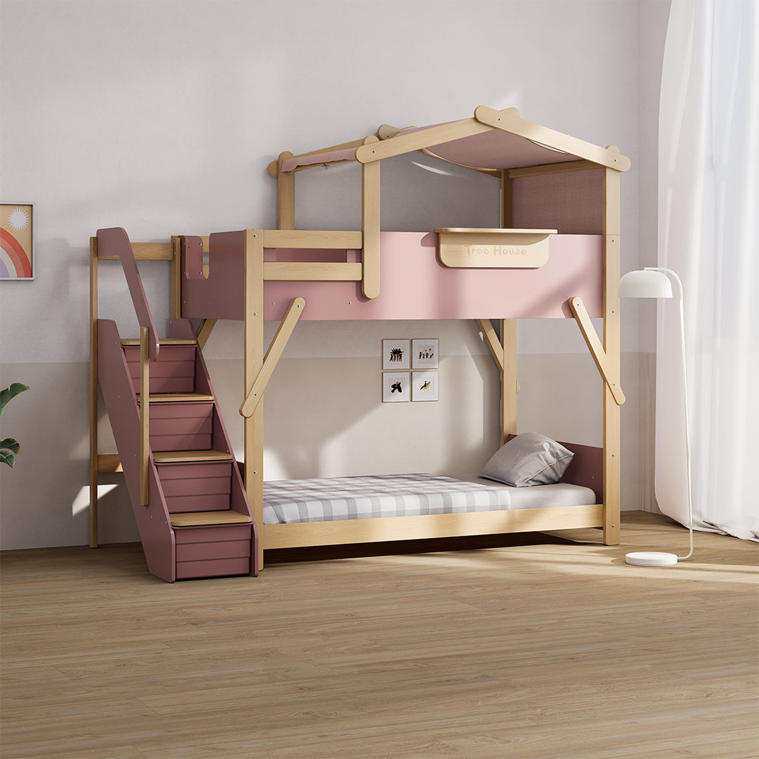 The King Tree House Double Kids Bed  (mattress size 203x107x18cm) BK-PSPMATC/20310718 - BK-THKSLB/TEBH - BA-KSBRF/BH - BA-KSBCK/BH - BK-NESSV24/TEBH - BKT-KSBTC/WG -  Kids Beds - ebarza Furniture UAE | Shop Modern Furniture in Abu Dhabi & Dubai - مفروشات ايبازرا في الامارات | تسوق اثاث عصري وديكورات مميزة في دبي وابوظبي