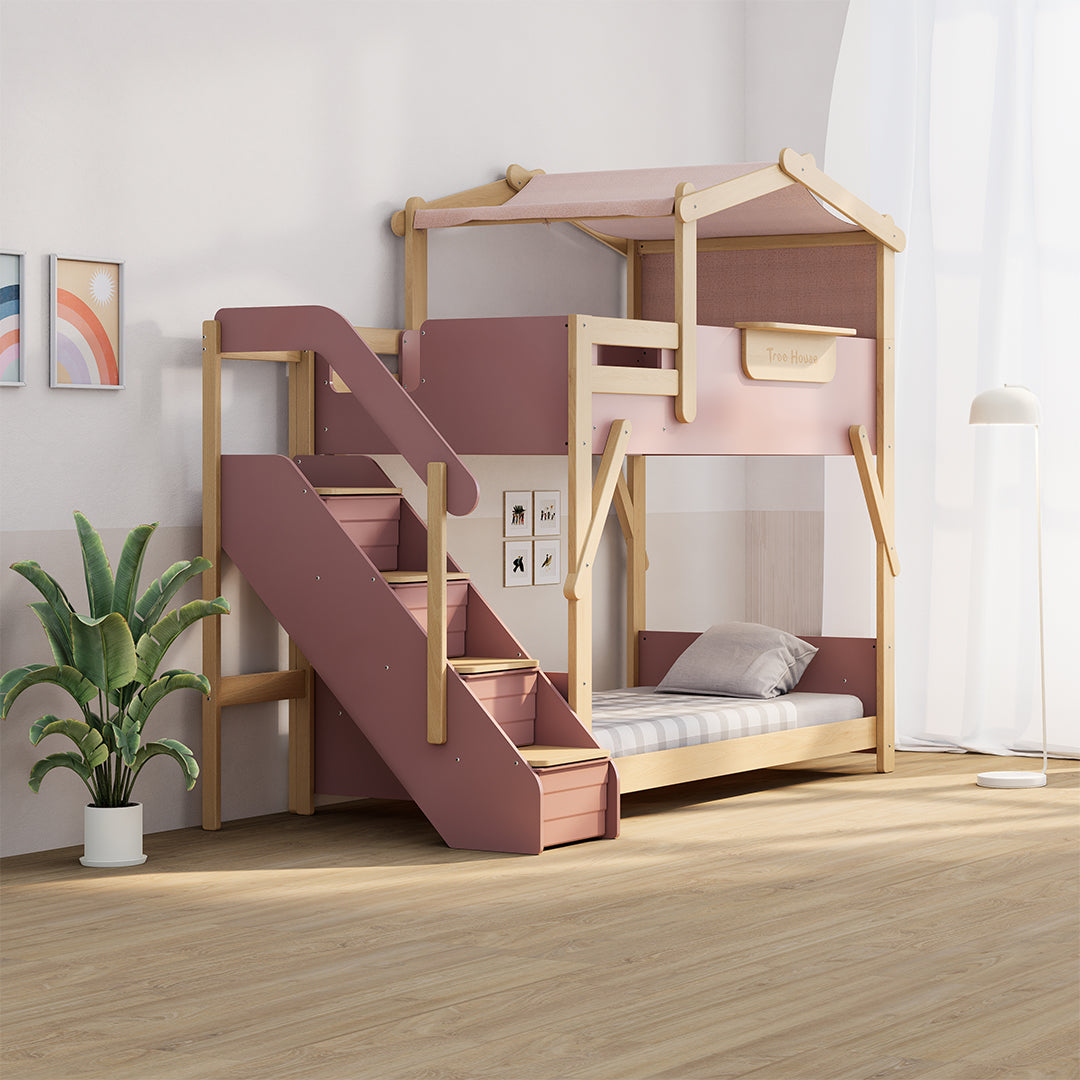 The King Tree House Double Kids Bed  (mattress size 203x107x18cm) BK-PSPMATC/20310718 - BK-THKSLB/TEBH - BA-KSBRF/BH - BA-KSBCK/BH - BK-NESSV24/TEBH - BKT-KSBTC/WG -  Kids Beds - ebarza Furniture UAE | Shop Modern Furniture in Abu Dhabi & Dubai - مفروشات ايبازرا في الامارات | تسوق اثاث عصري وديكورات مميزة في دبي وابوظبي