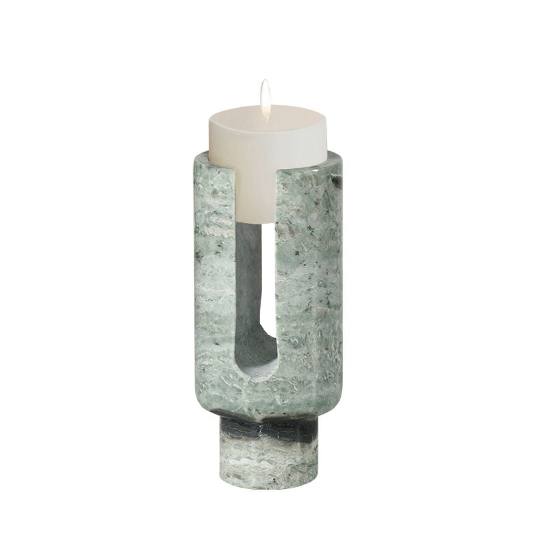 Pre order 45 Days Delivery U-Shaped Stone Candlestick Green Marble FB-T25077 -  Candle Holders - ebarza Furniture UAE | Shop Modern Furniture in Abu Dhabi & Dubai - مفروشات ايبازرا في الامارات | تسوق اثاث عصري وديكورات مميزة في دبي وابوظبي