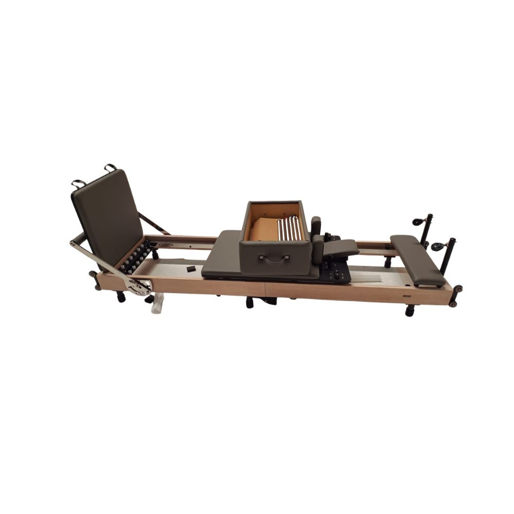 BEACON Aurelia Wood Pilates Reformer R134-03 gym equipment with wooden frame and adjustable straps for Pilates exercises