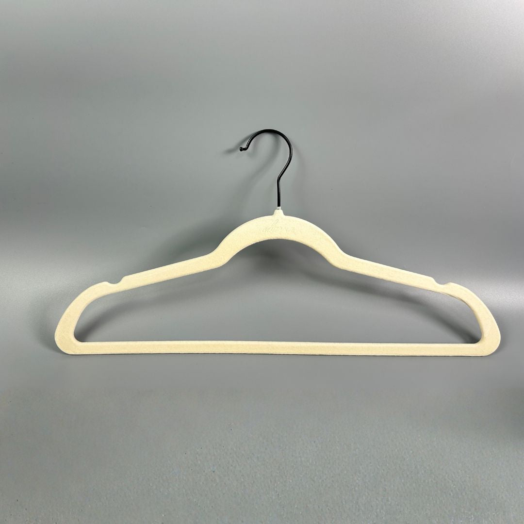 Pre-order 75 Days Delivery Set of 5 Velvet Plastic Hanger -  LVPH01 - Beige