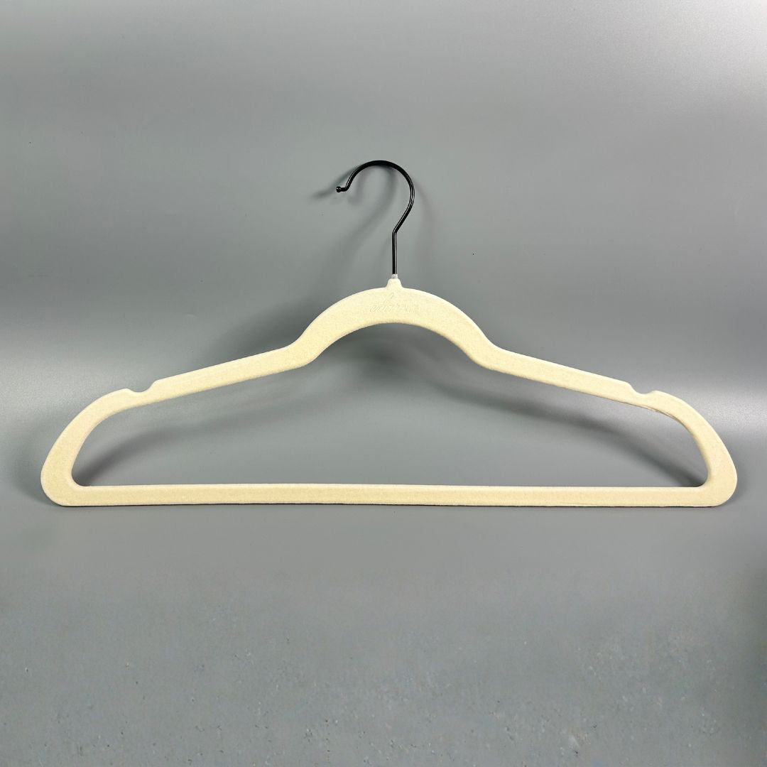 Pre-order 75 Days Delivery Set of 5 Velvet Plastic Hanger -  LVPH01 - Beige
