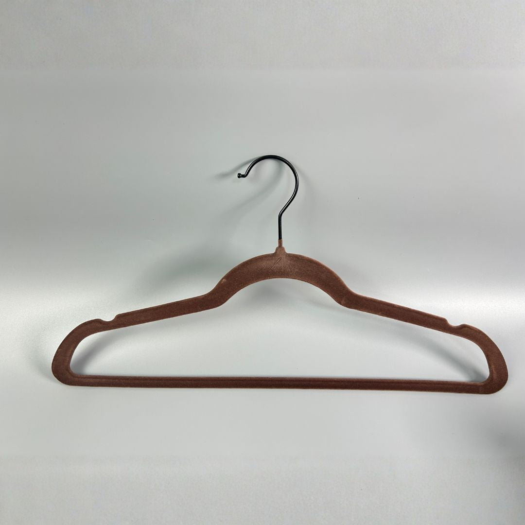 Pre-order 75 Days Delivery Set of 5 Velvet Plastic Hanger - LVPH01 - Dark Brown