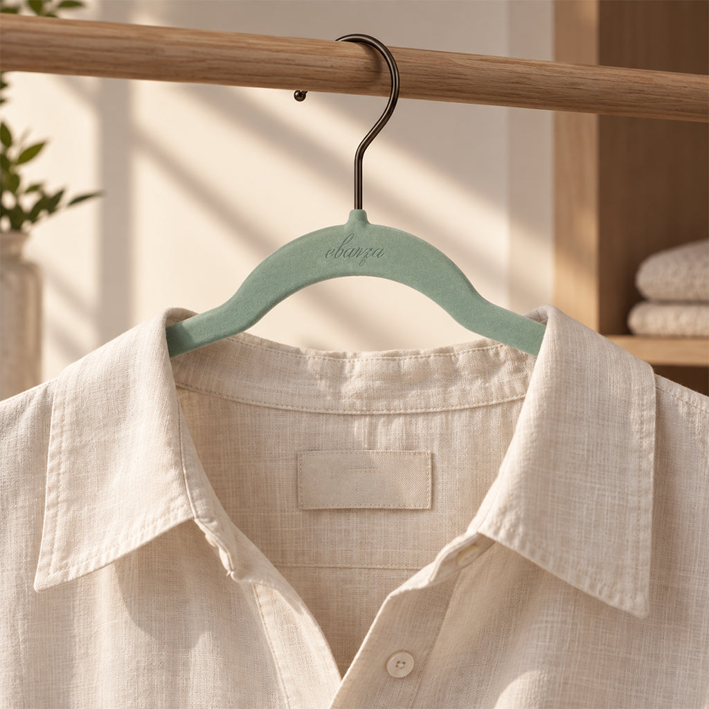 Set of 5 Velvet Plastic Hanger  LVPH01 - Light Blue