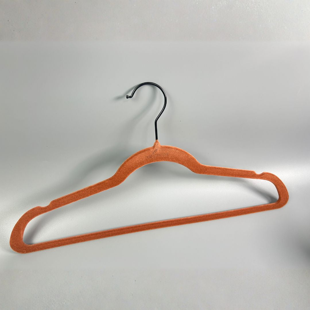 Pre-order 75 Days Delivery Set of 5 Velvet Plastic Hanger - LVPH01 - Reddish Brown