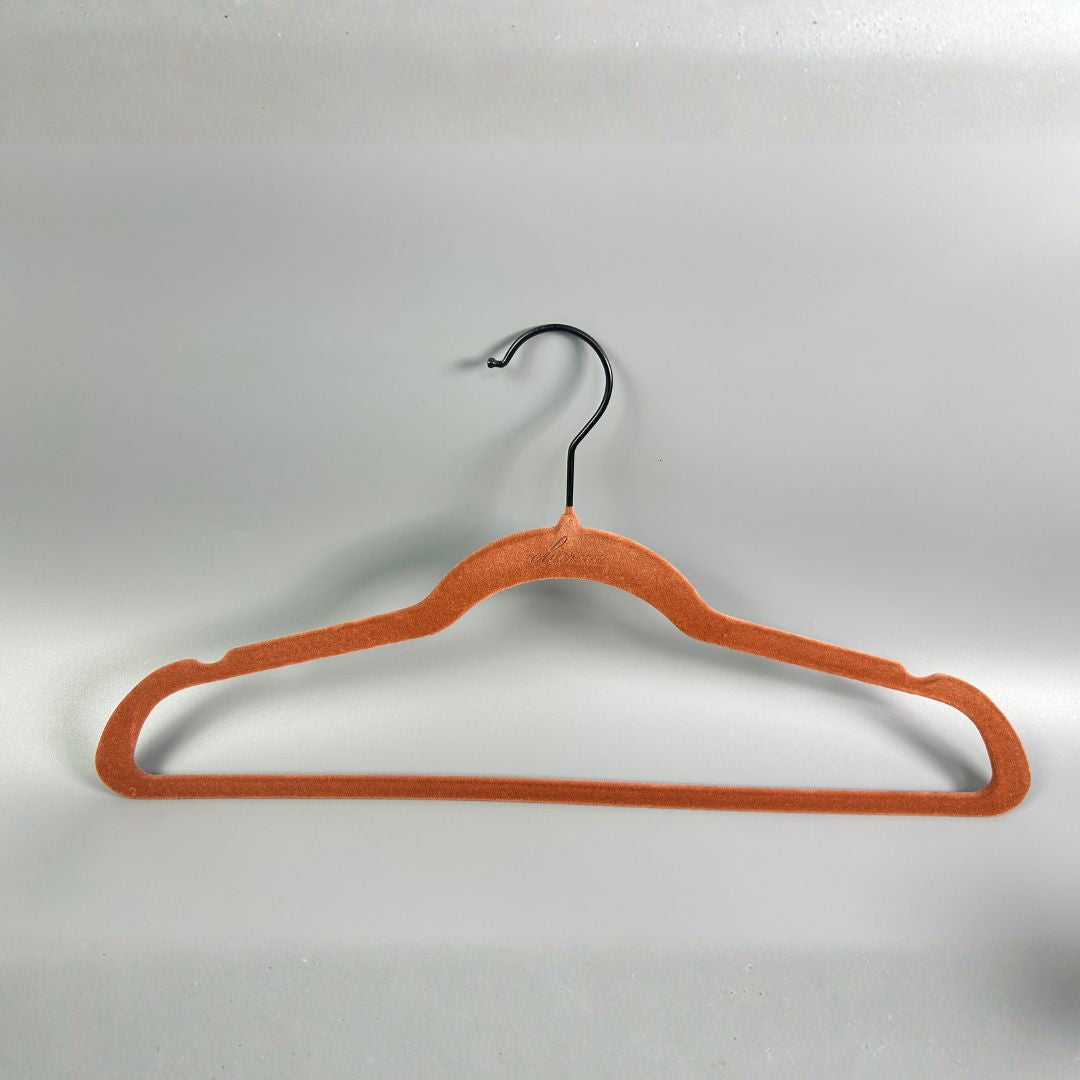 Pre-order 75 Days Delivery Set of 5 Velvet Plastic Hanger - LVPH01 - Reddish Brown