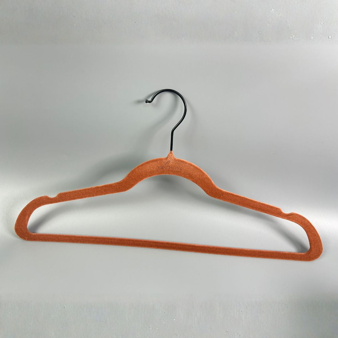 Pre-order 75 Days Delivery Set of 5 Velvet Plastic Hanger - LVPH01 - Reddish Brown