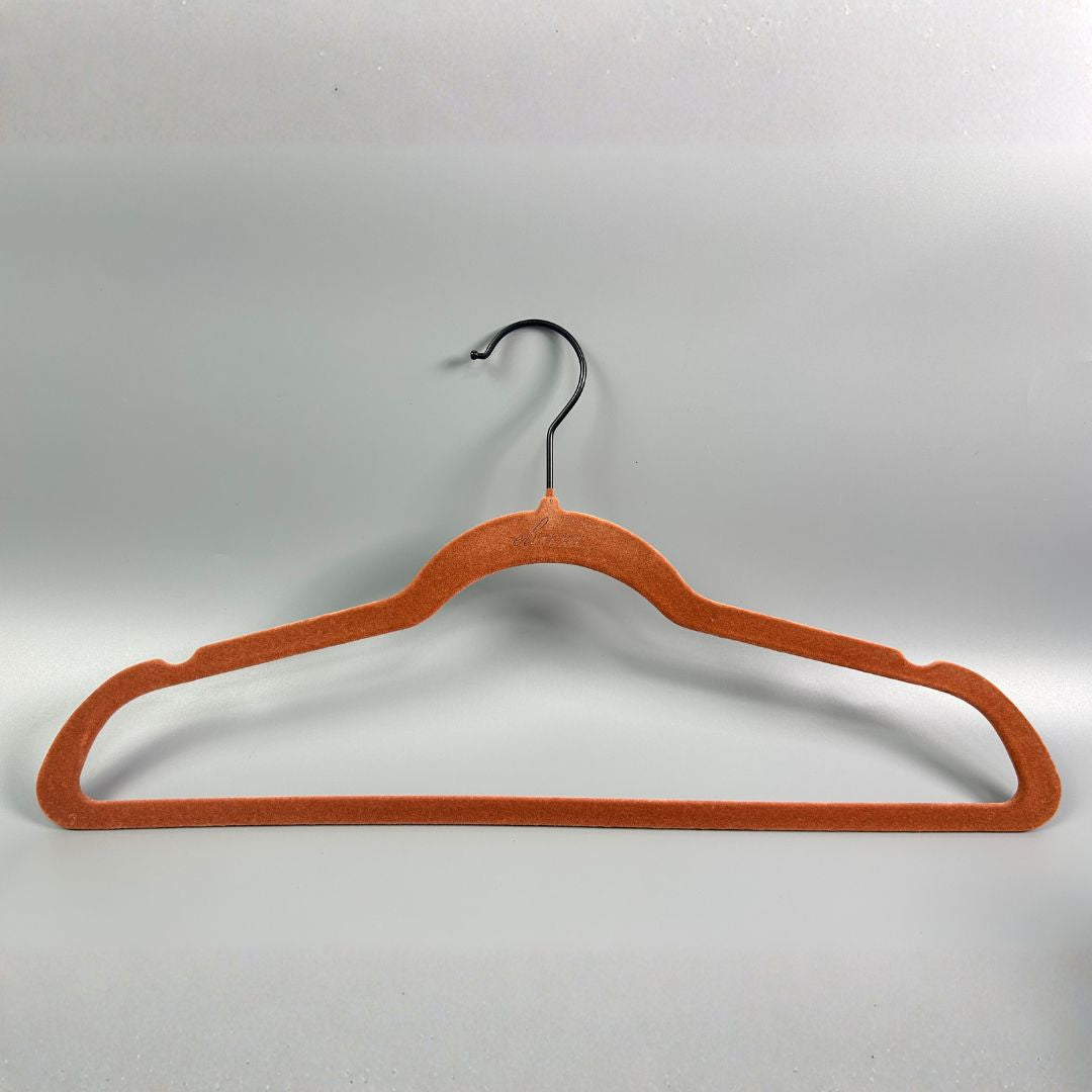 Pre-order 75 Days Delivery Set of 5 Velvet Plastic Hanger - LVPH01 - Reddish Brown