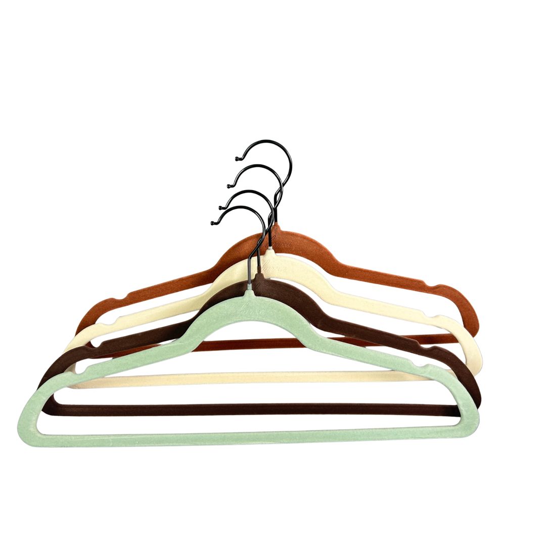 Pre-order 75 Days Delivery Set of 5 Velvet Plastic Hanger -  LVPH01 - Beige
