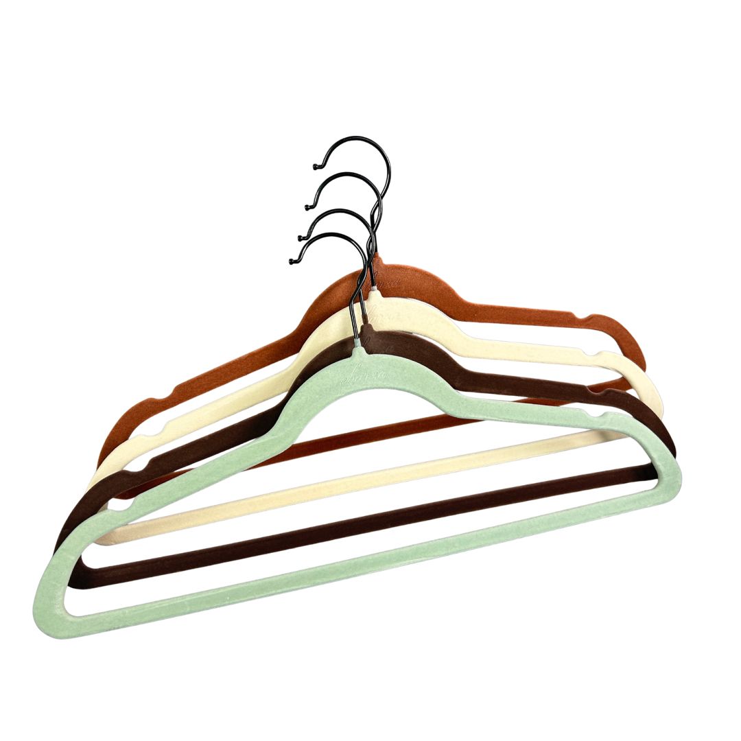 Pre-order 75 Days Delivery Set of 5 Velvet Plastic Hanger -  LVPH01 - Beige