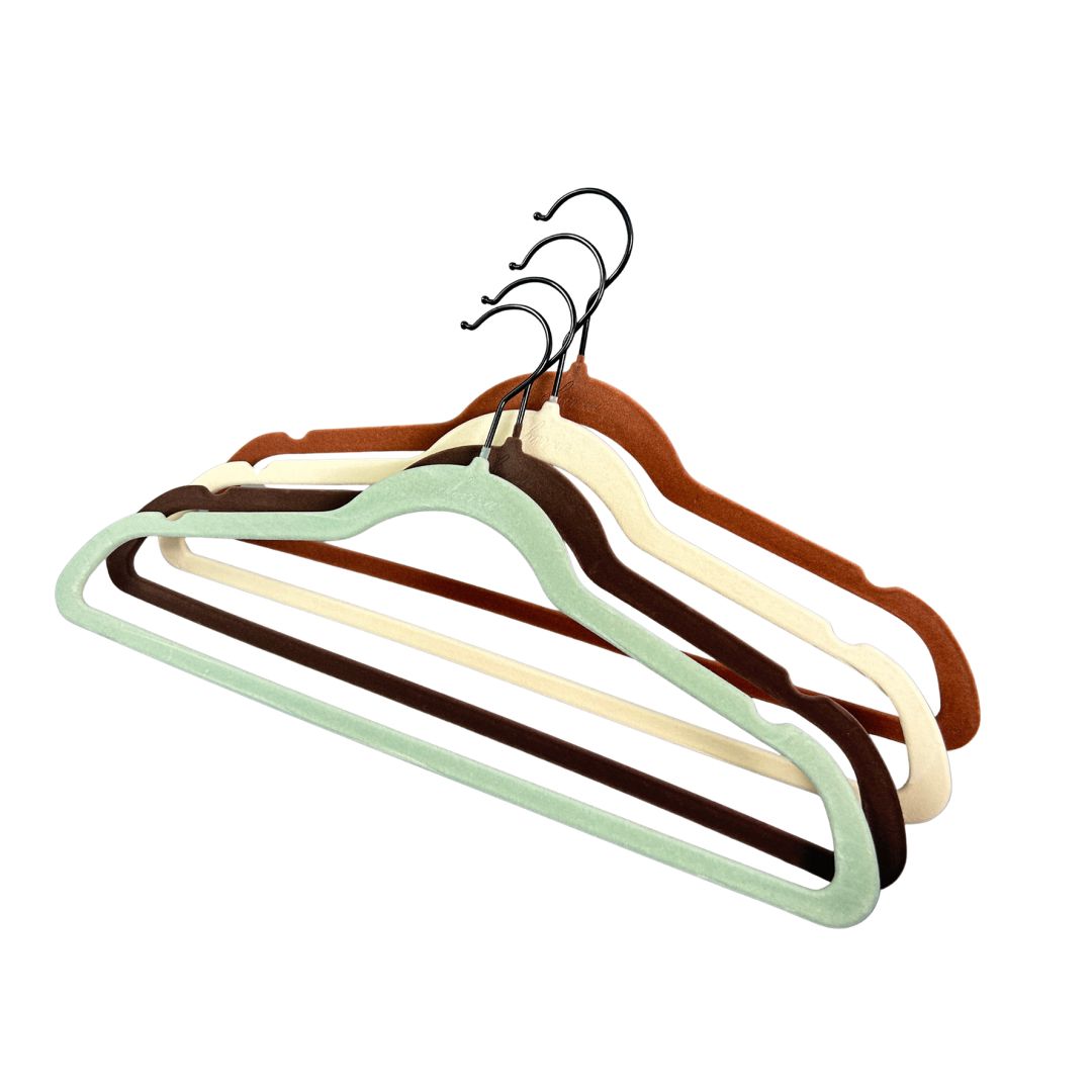 Pre-order 75 Days Delivery Set of 5 Velvet Plastic Hanger -  LVPH01 - Beige