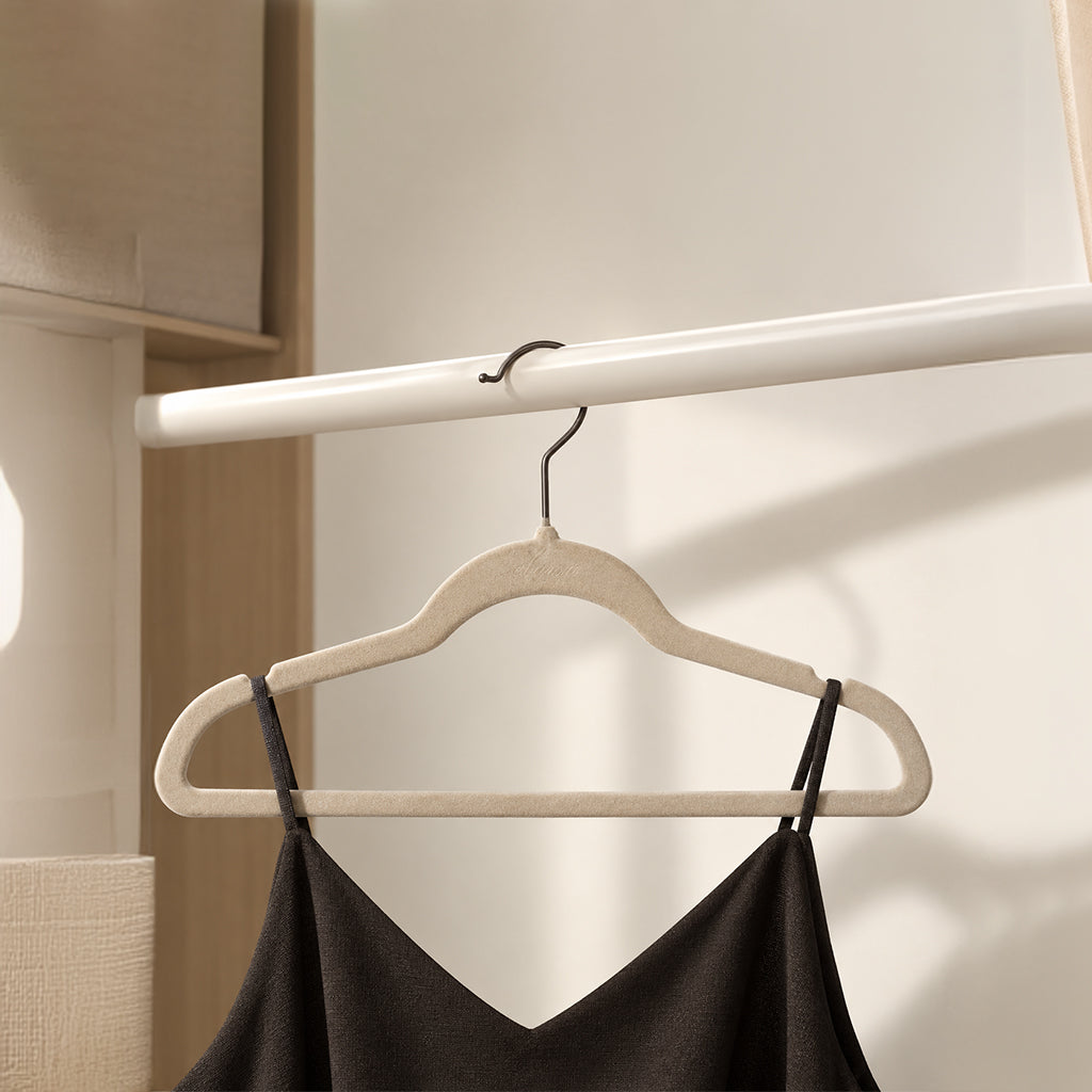 Set of 5 Velvet Plastic Hanger  LVPH01 - Beige