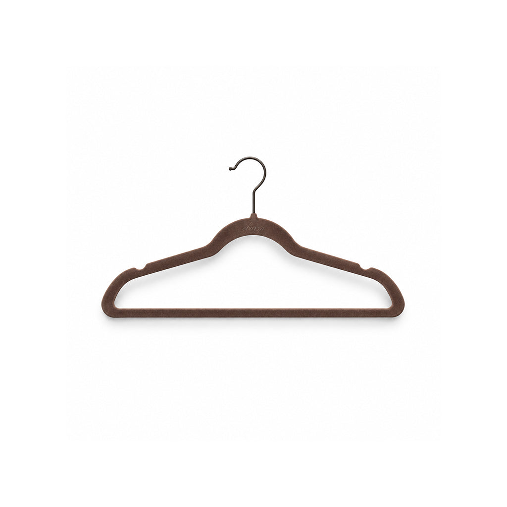 Set of 5 Velvet Plastic Hanger  LVPH01 - Dark Brown
