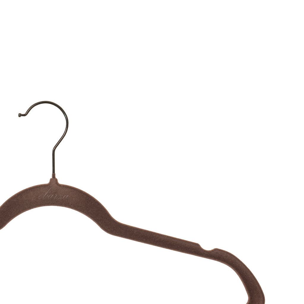 Set of 5 Velvet Plastic Hanger  LVPH01 - Dark Brown