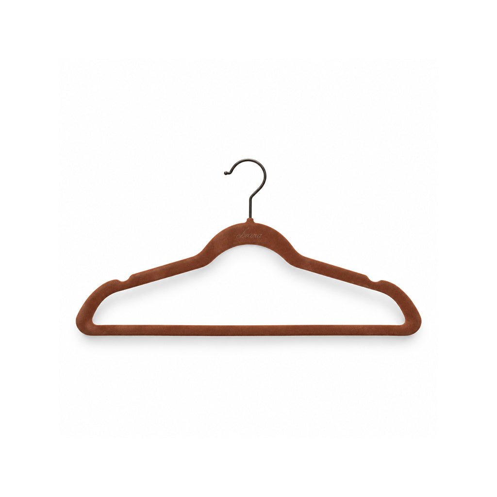Set of 5 Velvet Plastic Hanger  LVPH01 - Reddish Brown