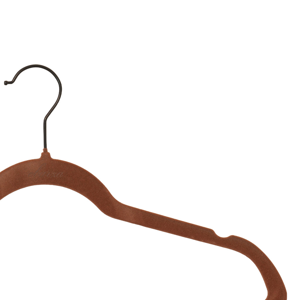 Set of 5 Velvet Plastic Hanger  LVPH01 - Reddish Brown