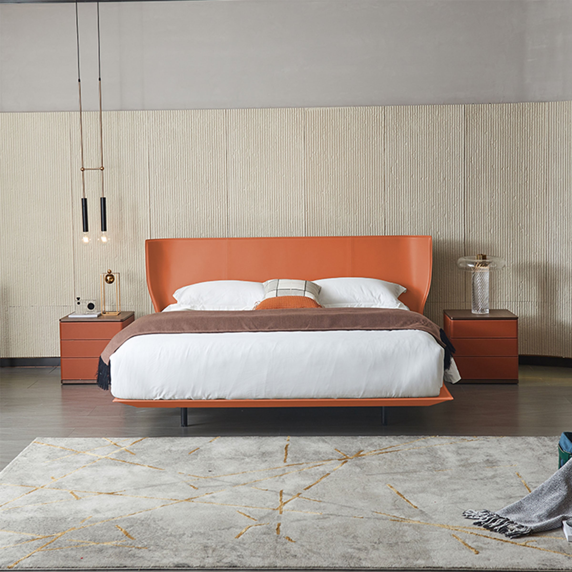 Verona Orange King Size Bed MLL-F13 -  Bedsteads | سرير فيرونا - ebarza Furniture UAE | Shop Modern Furniture in Abu Dhabi & Dubai - مفروشات ايبازرا في الامارات | تسوق اثاث عصري وديكورات مميزة في دبي وابوظبي