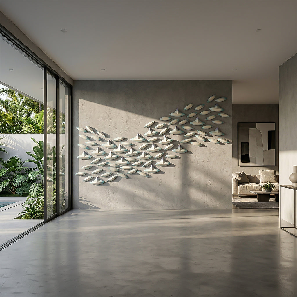 Vetro Handmade wall art painting by BEACON (TYDG), 22x6x5cm, featuring intricate glass design on wall.