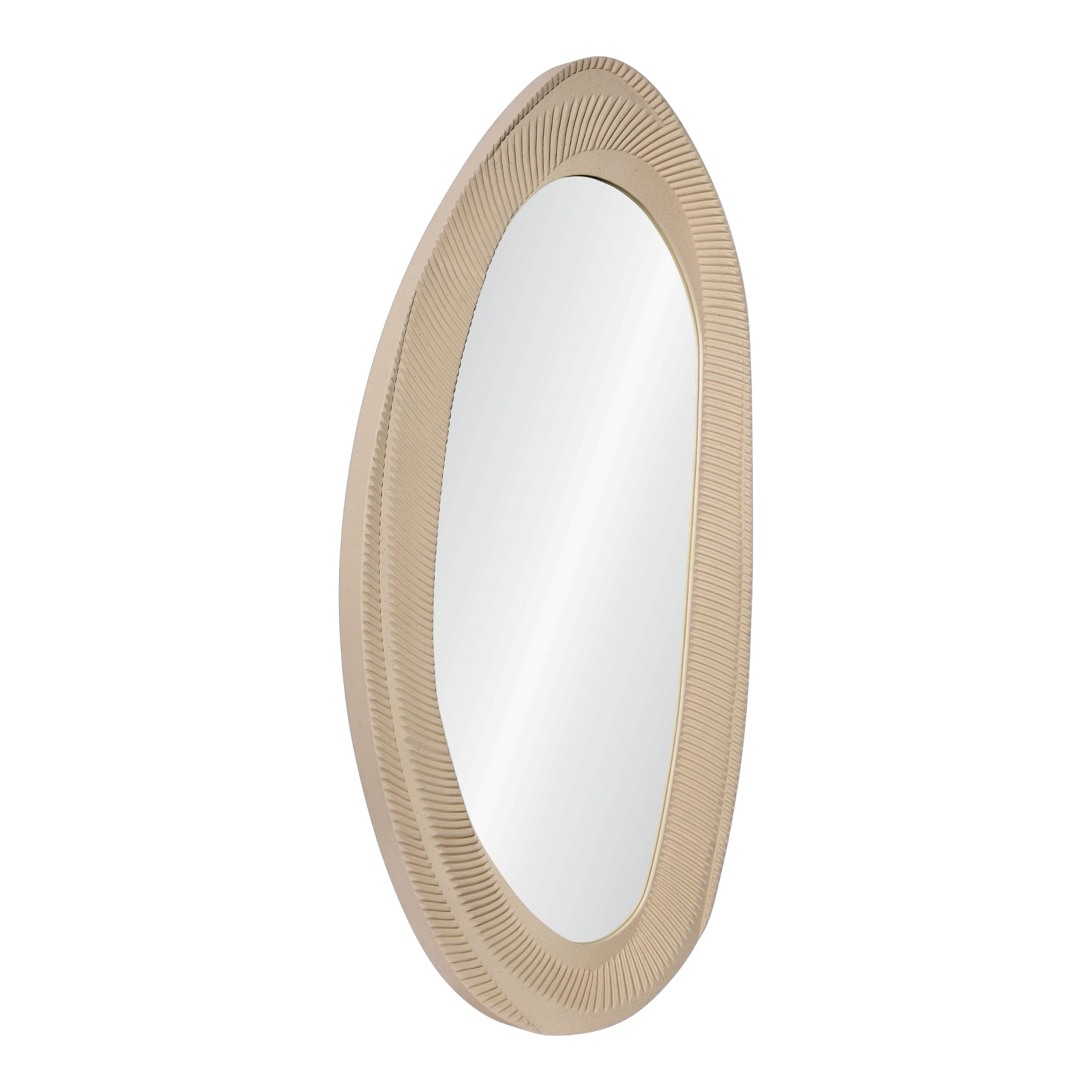 Onda Wall Mirror Brushed Milky White Frame OA-9354_G -  Mirrors | مرآة حائط أوندا بإطار أبيض حليبي - ebarza Furniture UAE | Shop Modern Furniture in Abu Dhabi & Dubai - مفروشات ايبازرا في الامارات | تسوق اثاث عصري وديكورات مميزة في دبي وابوظبي