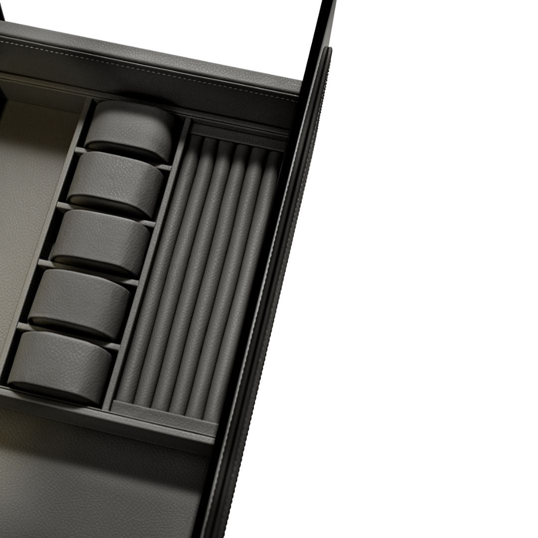 Beacon fingerprint safe box with watch winder for six watches, model CH9-ST053-T6-760, showing the secure safe and watch storage.