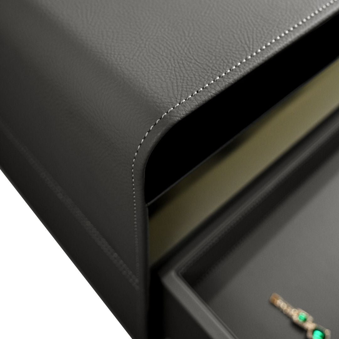 BEACON fingerprint safe box with built-in watch winder for six watches, model CH9-ST053-T6-760, showing the safe's interior.