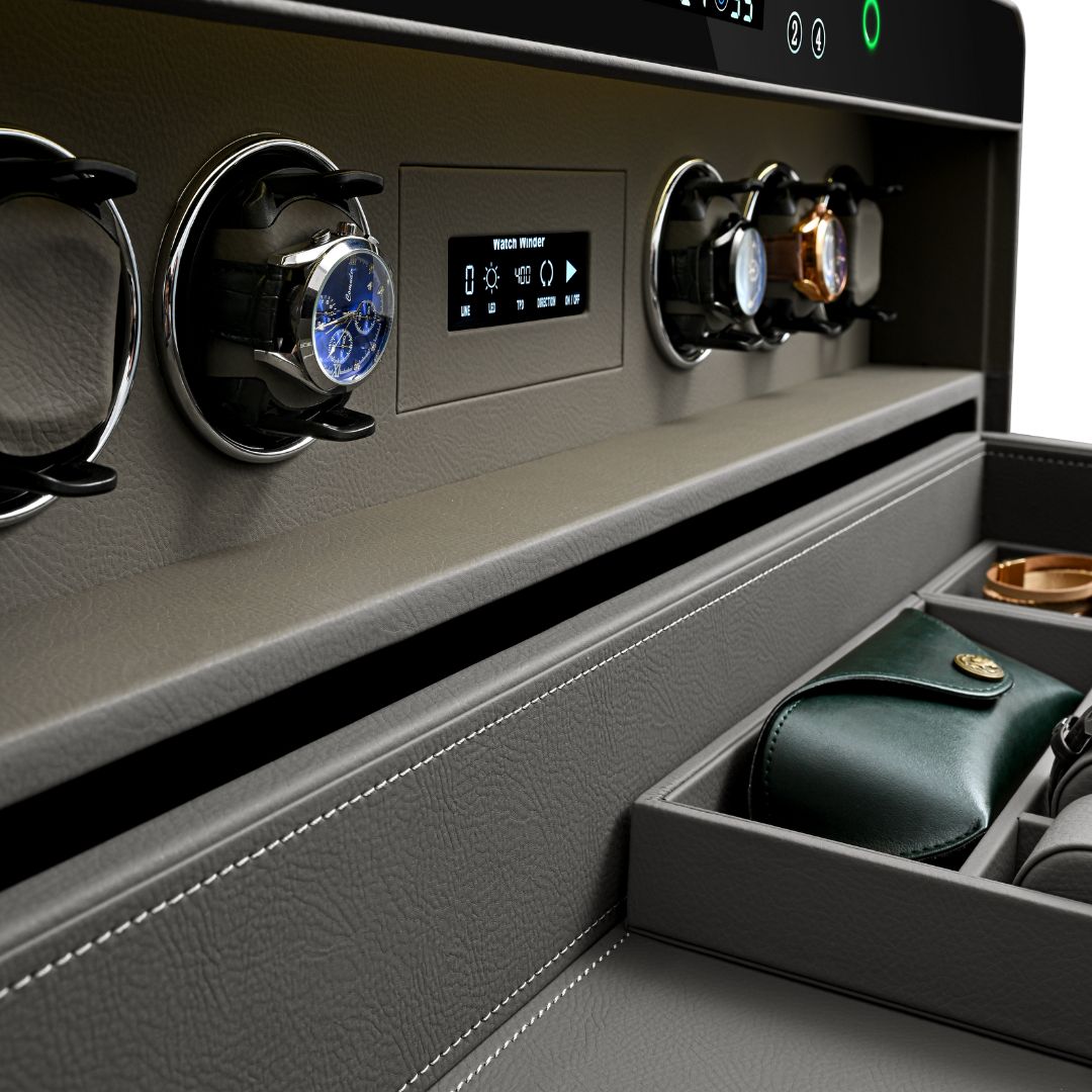 BEACON fingerprint safe box with built-in watch winder for six watches, model CH9-ST053-T6-760, shown in the image.