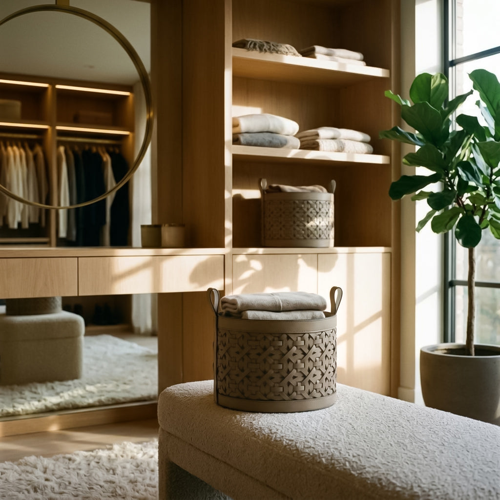 BEACON Weaven Storage Basket-S KK5005HS, woven basket with handles, ideal for organizing home or office storage.