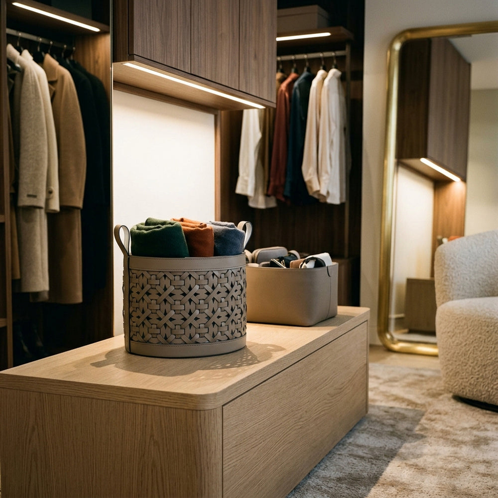 BEACON Weaven Storage Basket-S KK5005HS in natural woven design with handles for organization and storage.