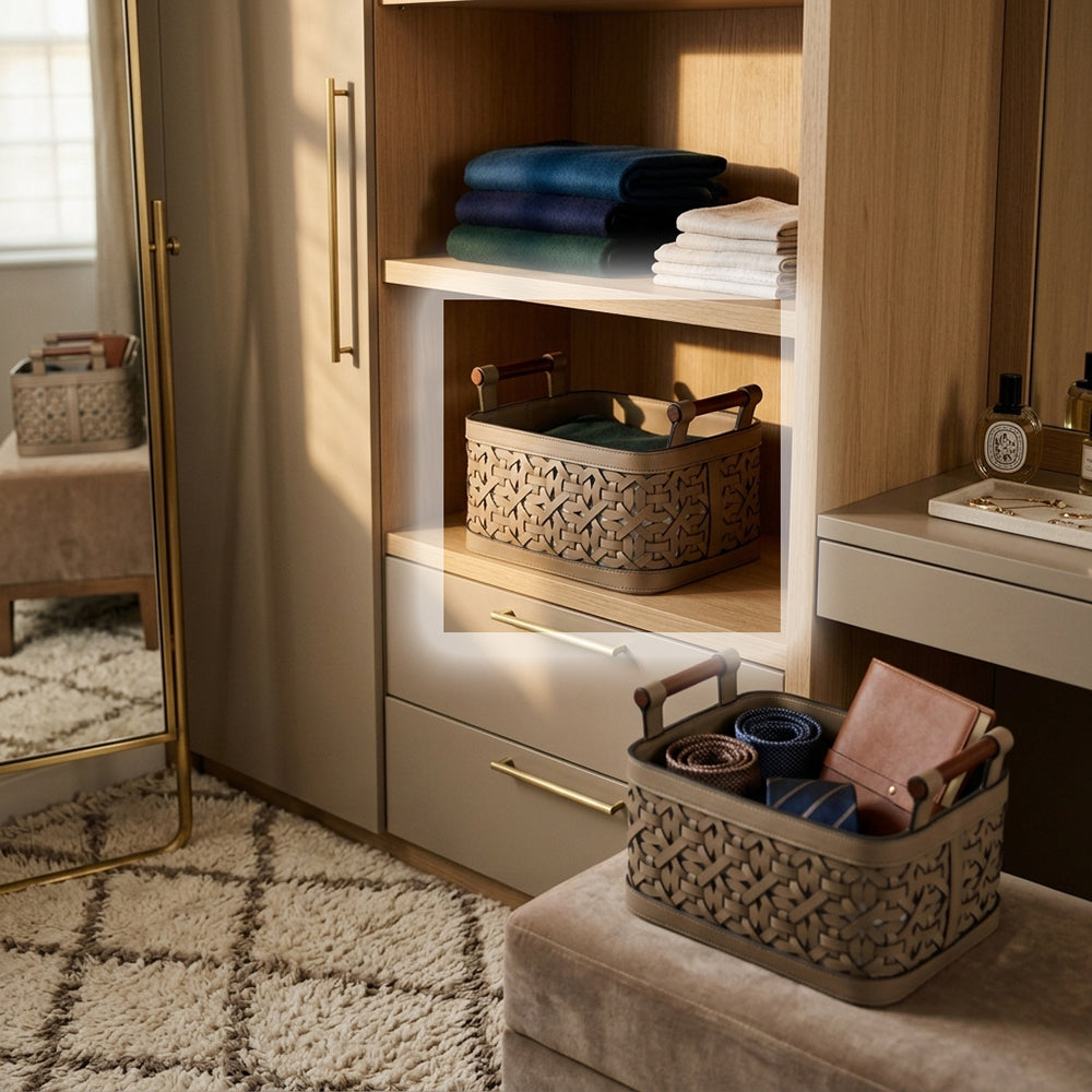 Weaven Storage Basket KK5004H by BEACON, woven basket with sturdy handles for organizing and storage.