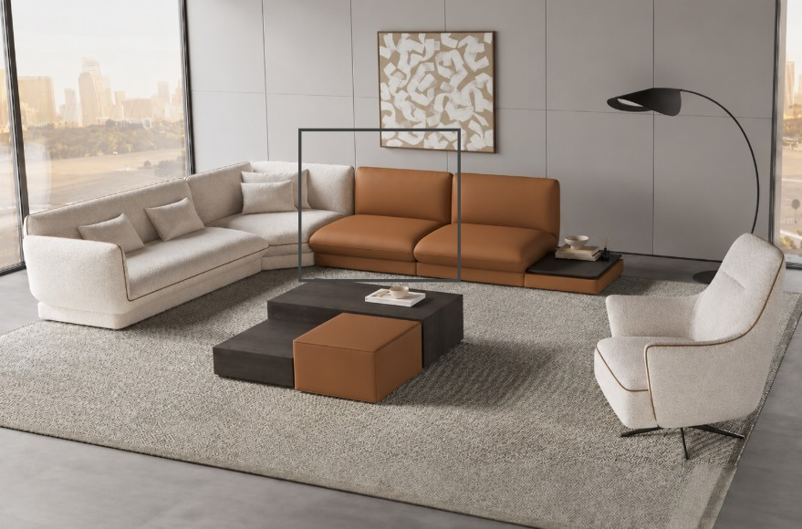 Loretta Single Module without arm WT-Arm-Caramel